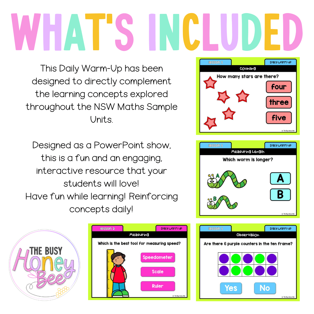 Multi Age K-2 Year B Australian | NSW Maths Daily Review | Warm-Up Unit 3 - Warm Ups | Revision
