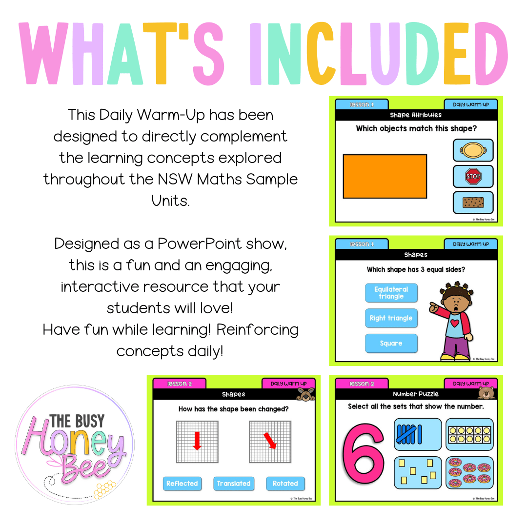 Multi Age K-2 Year B Australian | NSW Maths Daily Review | Warm-Up Unit 5 - Warm Up | Revision