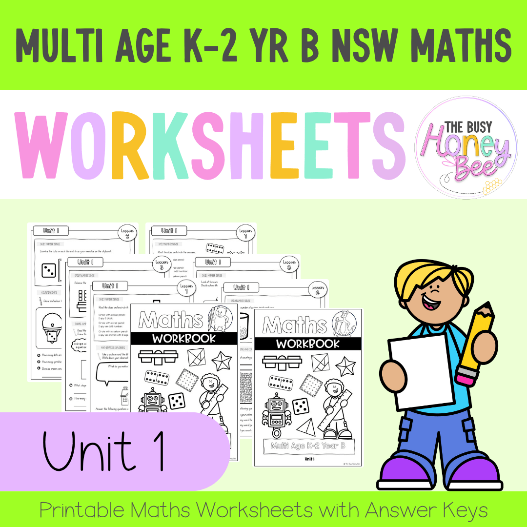 Multi Age K-2 Year B NSW Maths Worksheets Unit 1 - Workbook | Worksheets