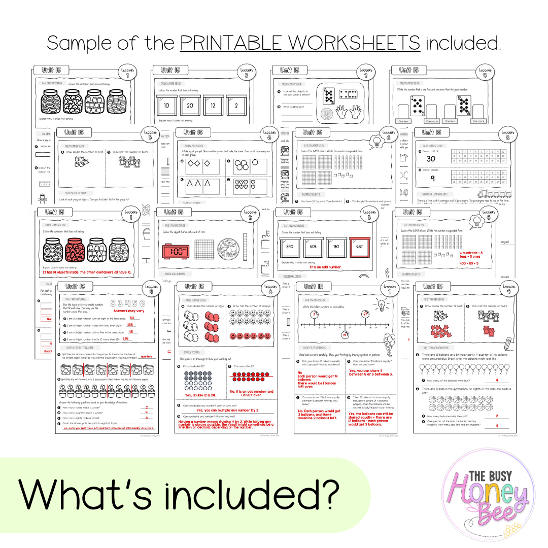 Multi Age K-2 Year B NSW Maths Worksheets Unit 15 - Workbook | Worksheets