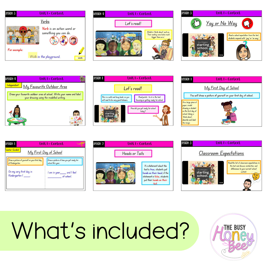 Multi Age K-2 Year B Term 1 English Teaching Slides Mega Bundle - Teaching Slides