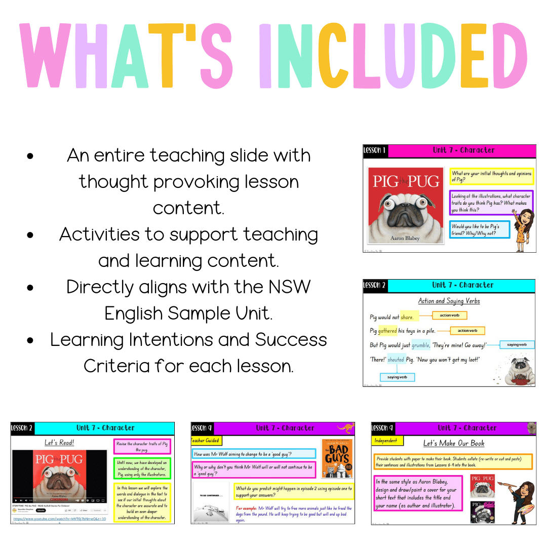 Multi Age K-2 Year B Unit 7 NSW Character English Teaching Slides - Teaching Slides