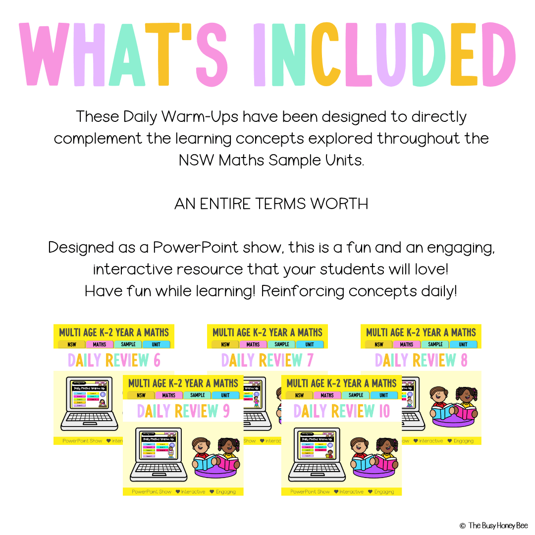Multi Age K-2 Yr A Australian | NSW Math Daily Review Warm-Up Term 2 Mega Bundle - Warm Up | Revision