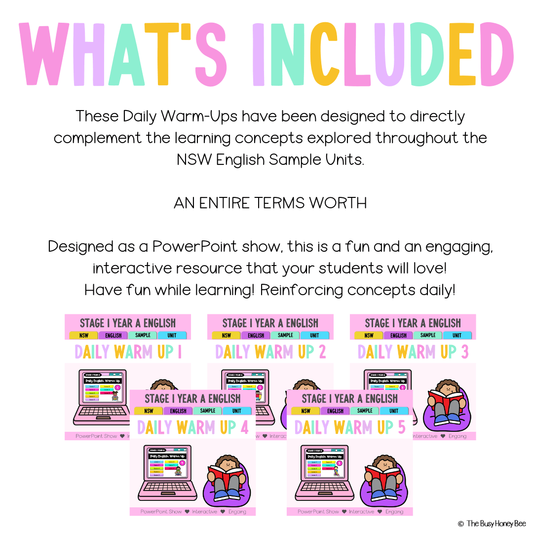 Stage 1 Year A English Daily Warm Up Term 1 Mega Bundle -