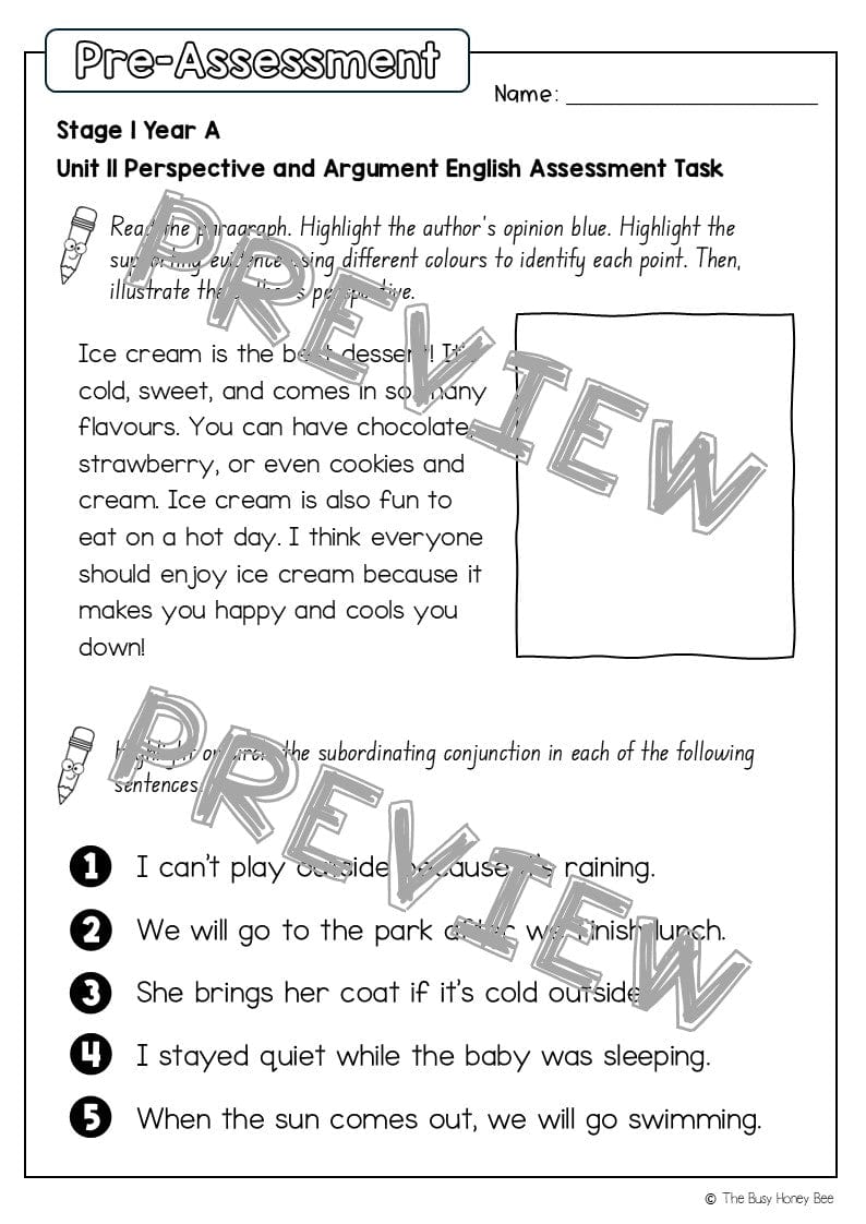 Stage 1 Year A English Pre- and Post-Assessment Unit 11 - Assessment