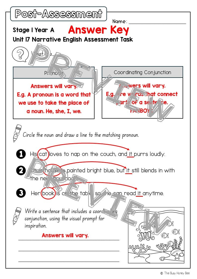 Stage 1 Year A English Pre- and Post-Assessment Unit 17 - Assessment