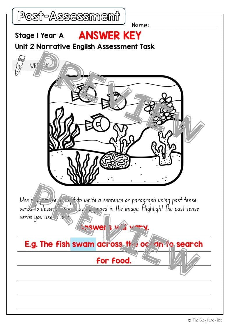 Stage 1 Year A English Pre- and Post-Assessment Unit 2 - Assessment