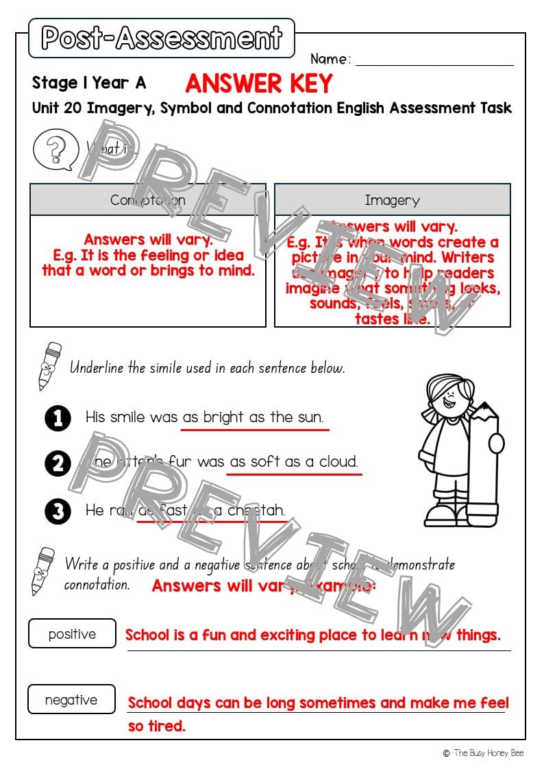 Stage 1 Year A English Pre- and Post-Assessment Unit 20 - Assessment