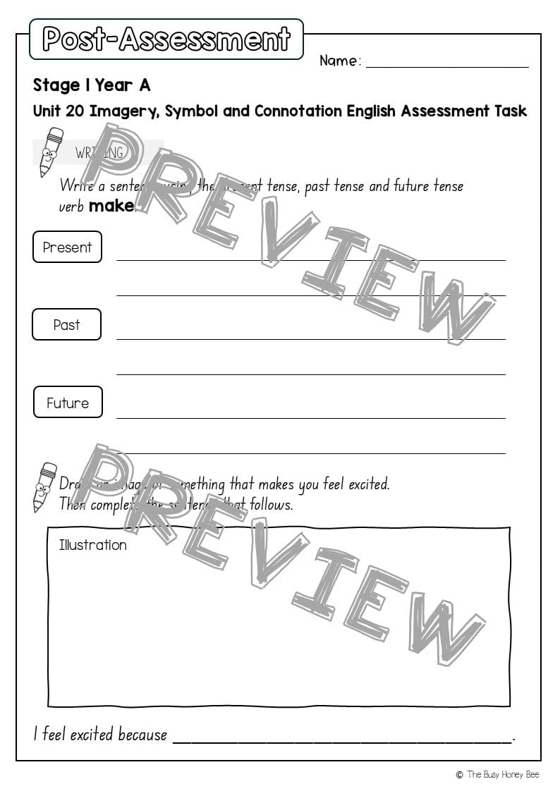 Stage 1 Year A English Pre- and Post-Assessment Unit 20 - Assessment