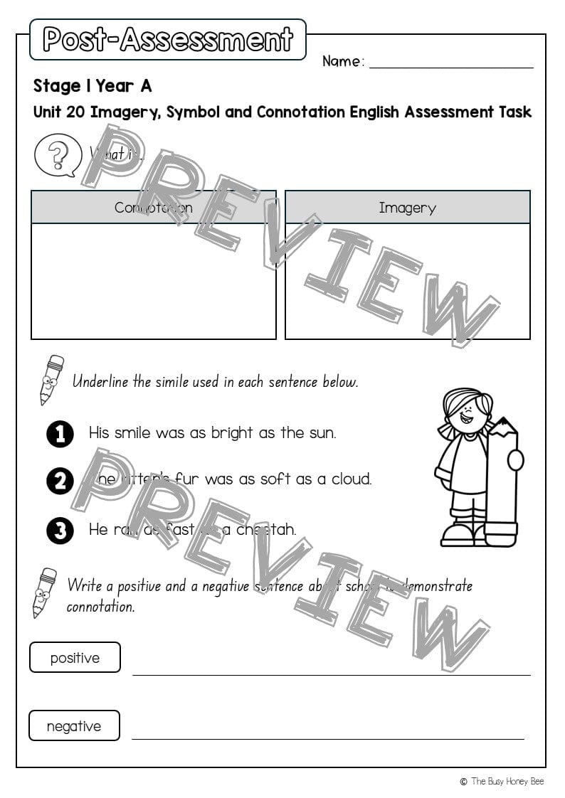 Stage 1 Year A English Pre- and Post-Assessment Unit 20 - Assessment