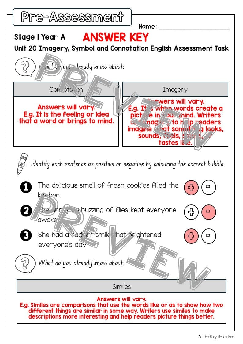 Stage 1 Year A English Pre- and Post-Assessment Unit 20 - Assessment