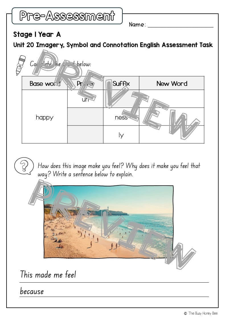 Stage 1 Year A English Pre- and Post-Assessment Unit 20 - Assessment