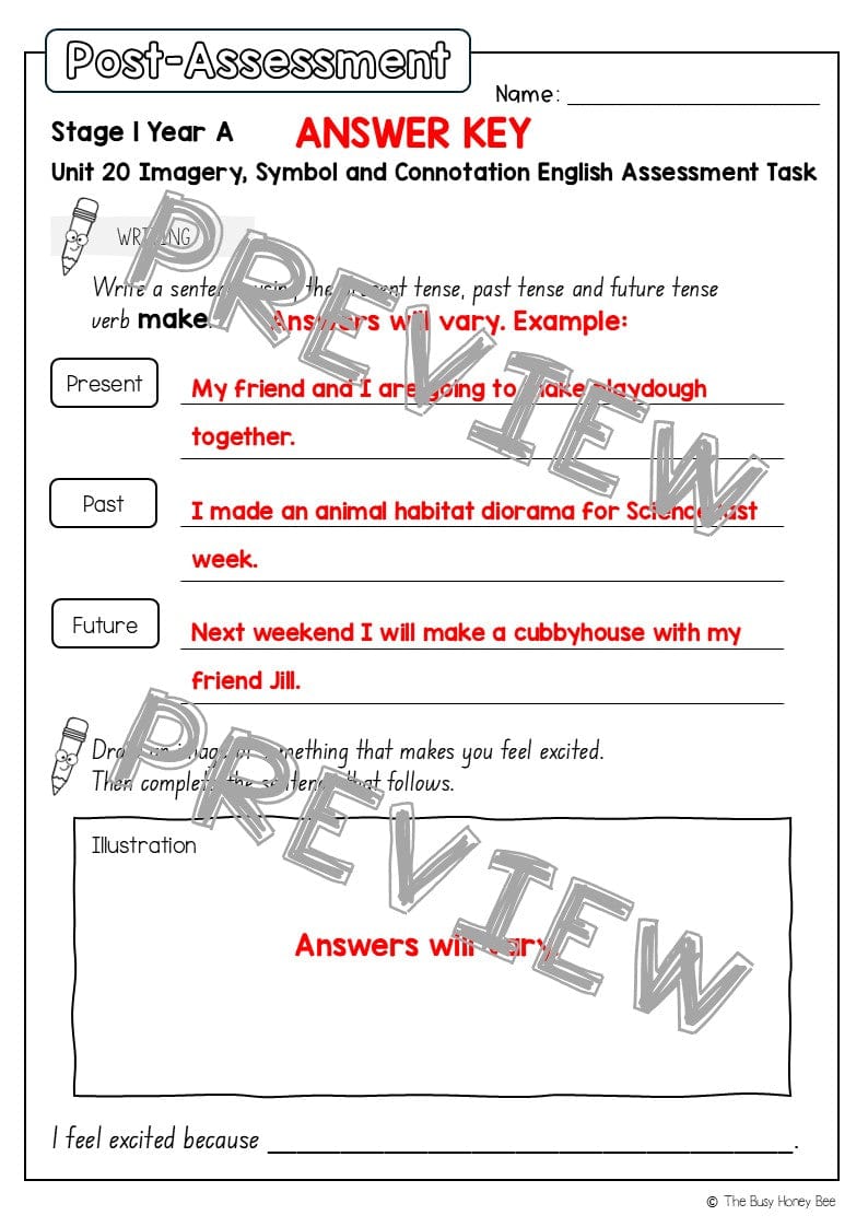 Stage 1 Year A English Pre- and Post-Assessment Unit 20 - Assessment