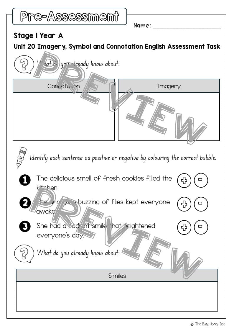 Stage 1 Year A English Pre- and Post-Assessment Unit 20 - Assessment