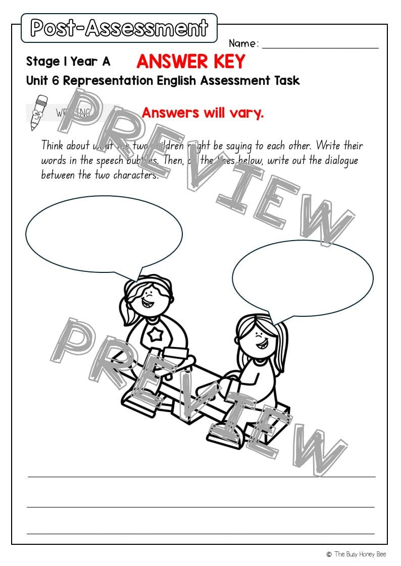 Stage 1 Year A English Pre- and Post-Assessment Unit 6 - Assessment