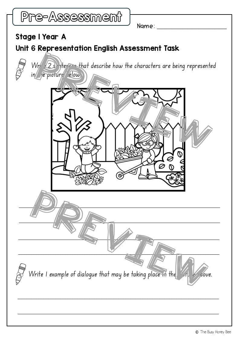 Stage 1 Year A English Pre- and Post-Assessment Unit 6 - Assessment