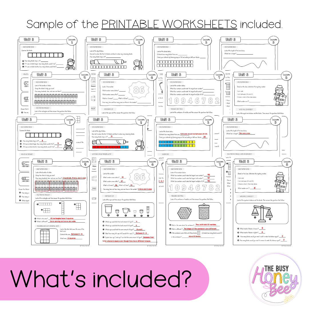 Stage 1 Year A NSW Maths Worksheets Unit 3 - Workbook | Worksheets