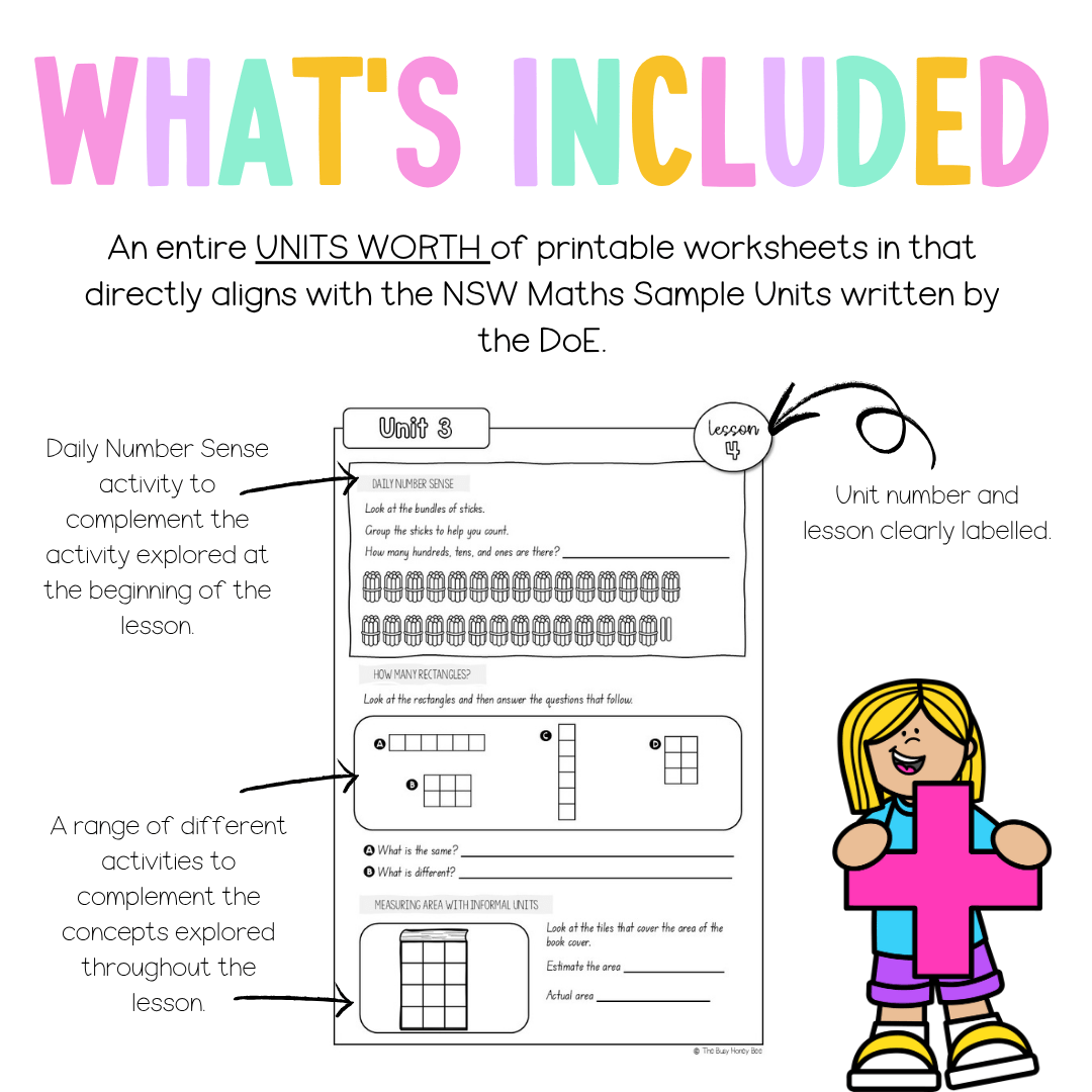 Stage 1 Year A NSW Maths Worksheets Unit 3 - Workbook | Worksheets