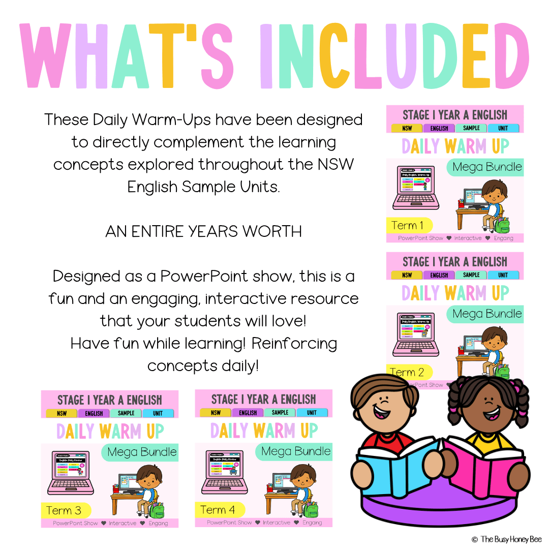 Stage 1 Year A Ultimate English Australian | NSW English Daily Review | Warm-Up Mega Bundle - Warm Up | Revision