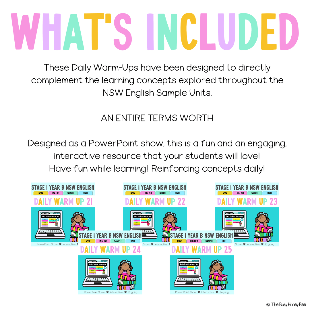 Stage 1 Year B Australian | NSW English Daily Review | Warm-Up Term 1 Mega Bundle - Warm Up | Revision