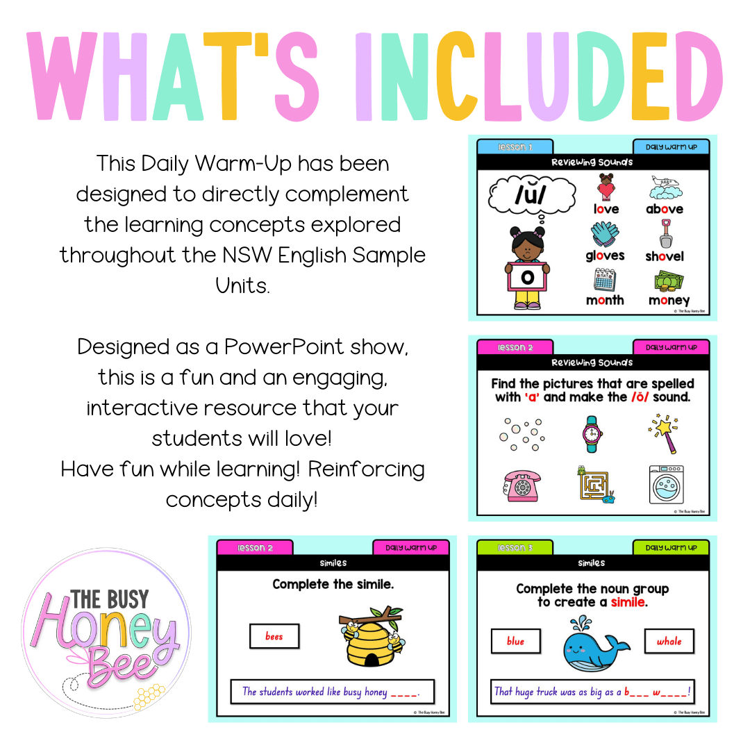 Stage 1 Year B Australian | NSW English Daily Review | Warm-Up Unit 23 - Warm Up | Revision