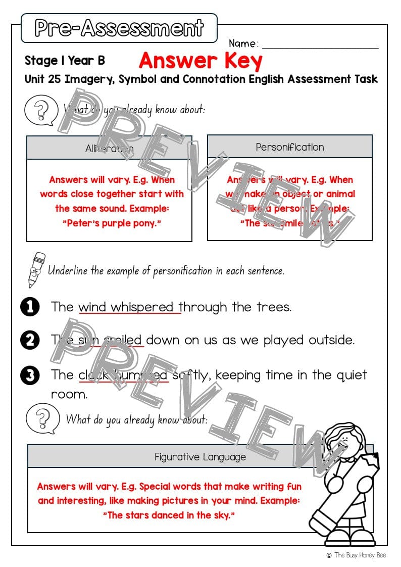 Stage 1 Year B English Pre- and Post-Assessment Unit 25 -