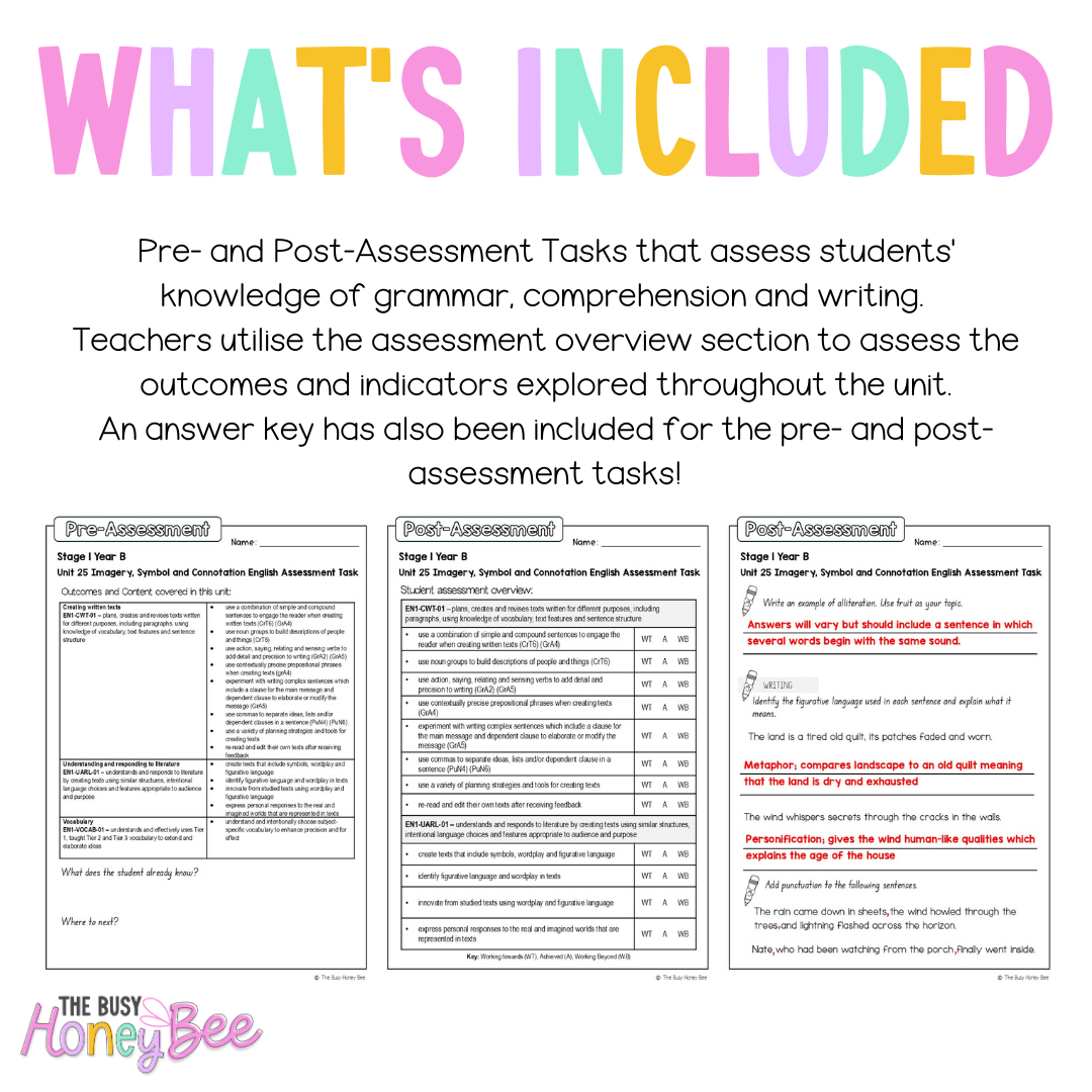Stage 1 Year B English Pre- and Post-Assessment Unit 25 -