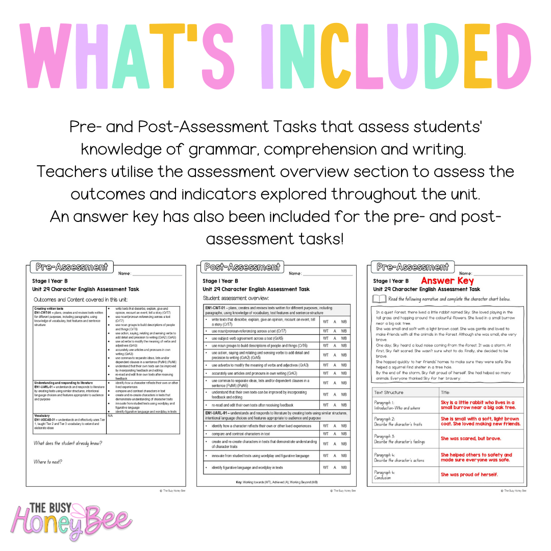 Stage 1 Year B English Pre- and Post-Assessment Unit 29 -