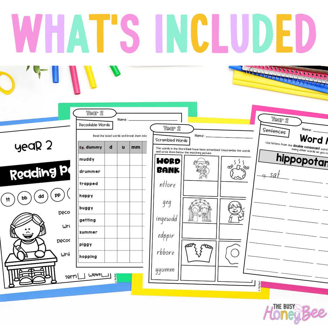 Stage 1 Year B - Year 2 Reading Pod 21 -  tt bb dd gg mm pp - Teaching Bundle