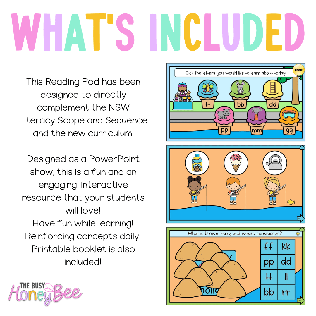 Stage 1 Year B - Year 2 Reading Pod 21 -  tt bb dd gg mm pp - Teaching Bundle