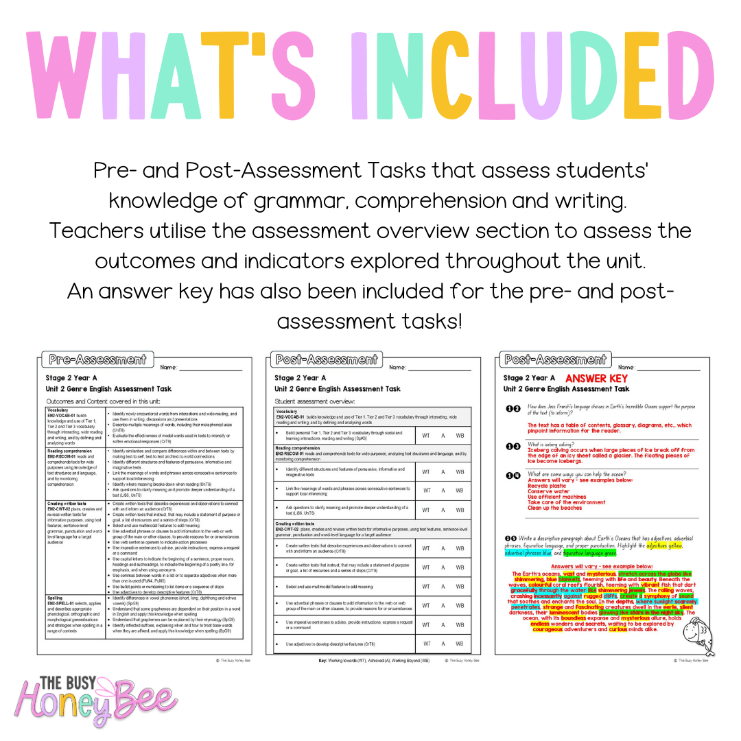 Stage 2 Year A English Pre- and Post-Assessment Unit 2 Genre - Assessment