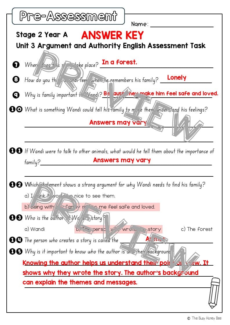 Stage 2 Year A English Pre- and Post-Assessment Unit 3 Argument and Authority - Assessment