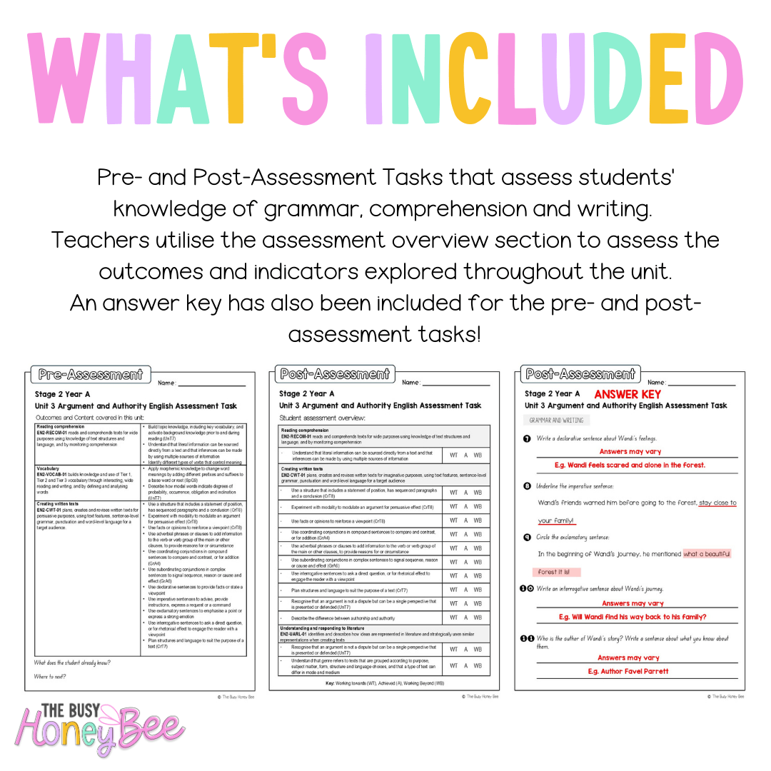 Stage 2 Year A English Pre- and Post-Assessment Unit 3 Argument and Authority - Assessment
