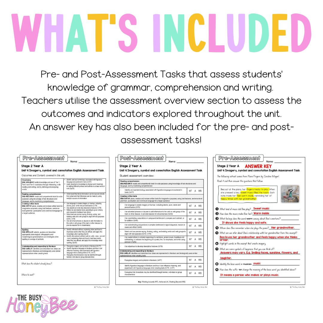 Stage 2 Year A English Pre- and Post-Assessment Unit 4 Imagery, Symbol and Connotation - Assessment