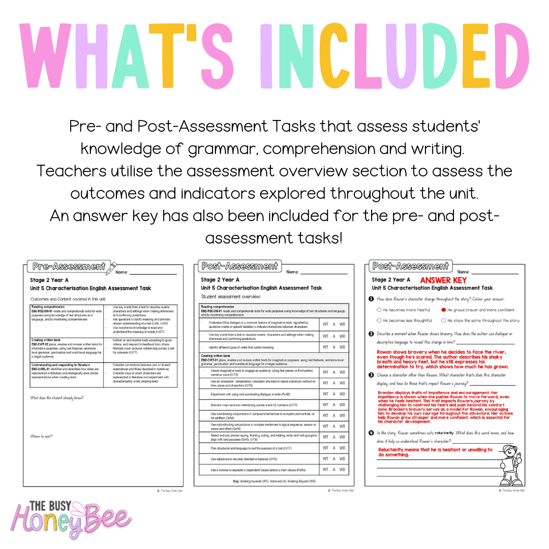 Stage 2 Year A English Pre- and Post-Assessment Unit 5 Characterisation - Assessment