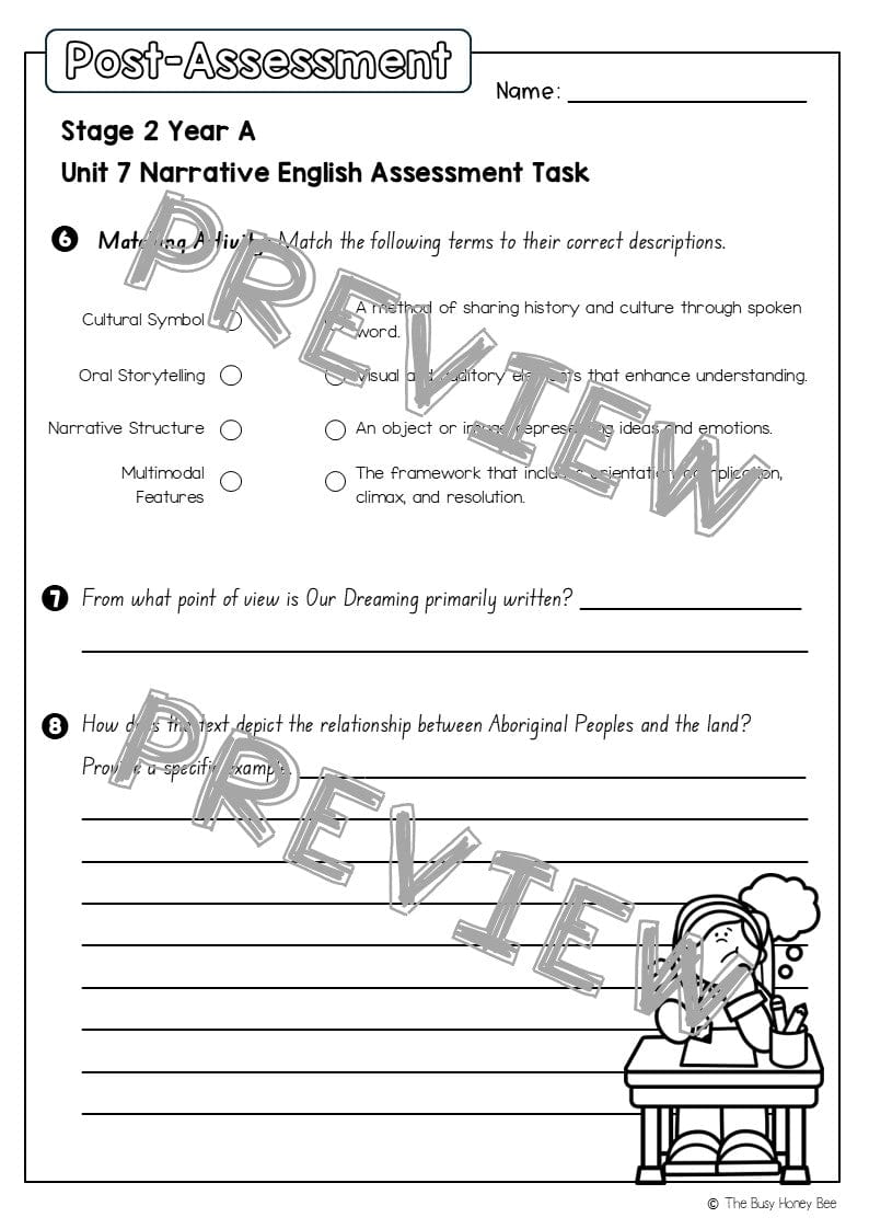 Stage 2 Year A English Pre- and Post-Assessment Unit 7 Narrative - Assessment