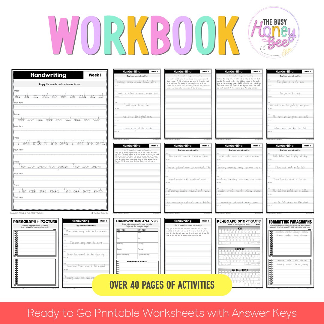 Stage 2 Year A Handwriting and Digital Transcription Teaching Bundle Unit 7 - Teaching Bundle