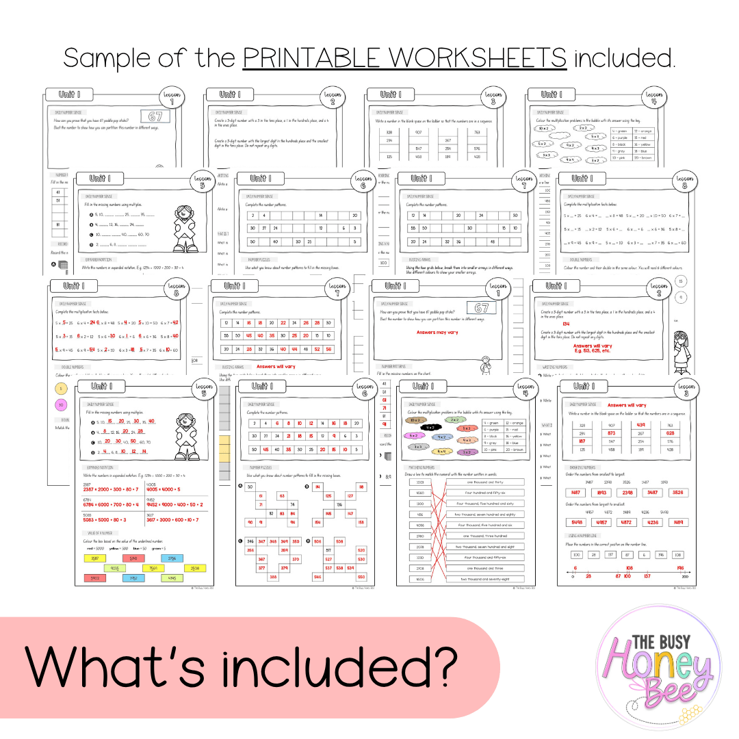 Stage 2 Year A NSW Maths Worksheets Unit 1 - Workbook | Worksheets
