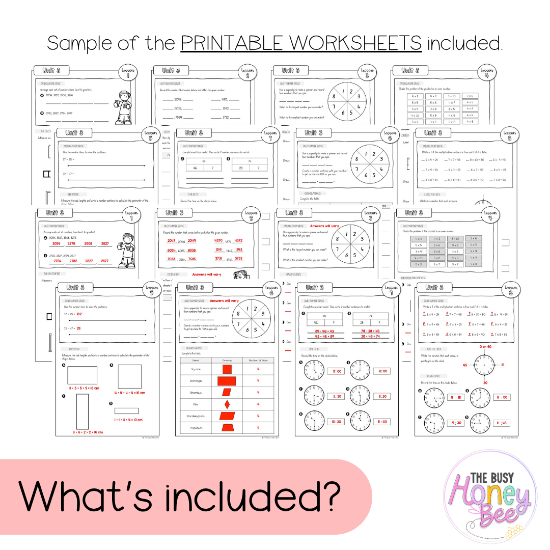 Stage 2 Year A NSW Maths Worksheets Unit 3 - Workbook | Worksheets