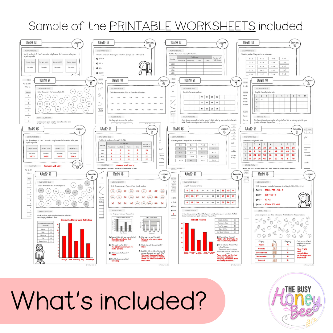Stage 2 Year A NSW Maths Worksheets Unit 5 - Workbook | Worksheets