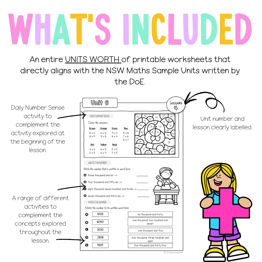 Stage 2 Year A NSW Maths Worksheets Unit 6 - Workbook | Worksheets