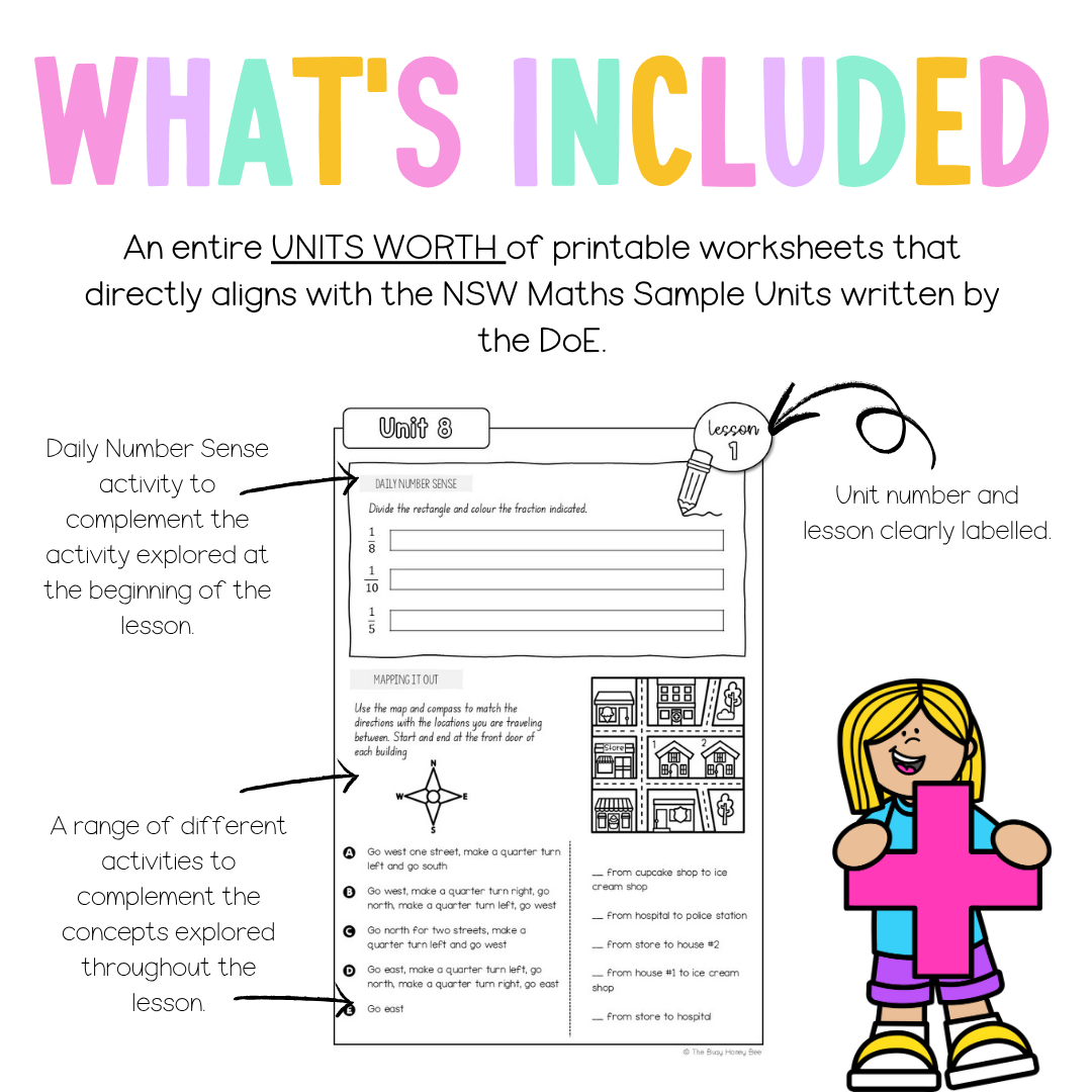 Stage 2 Year A NSW Maths Worksheets Unit 8 - Workbook | Worksheets