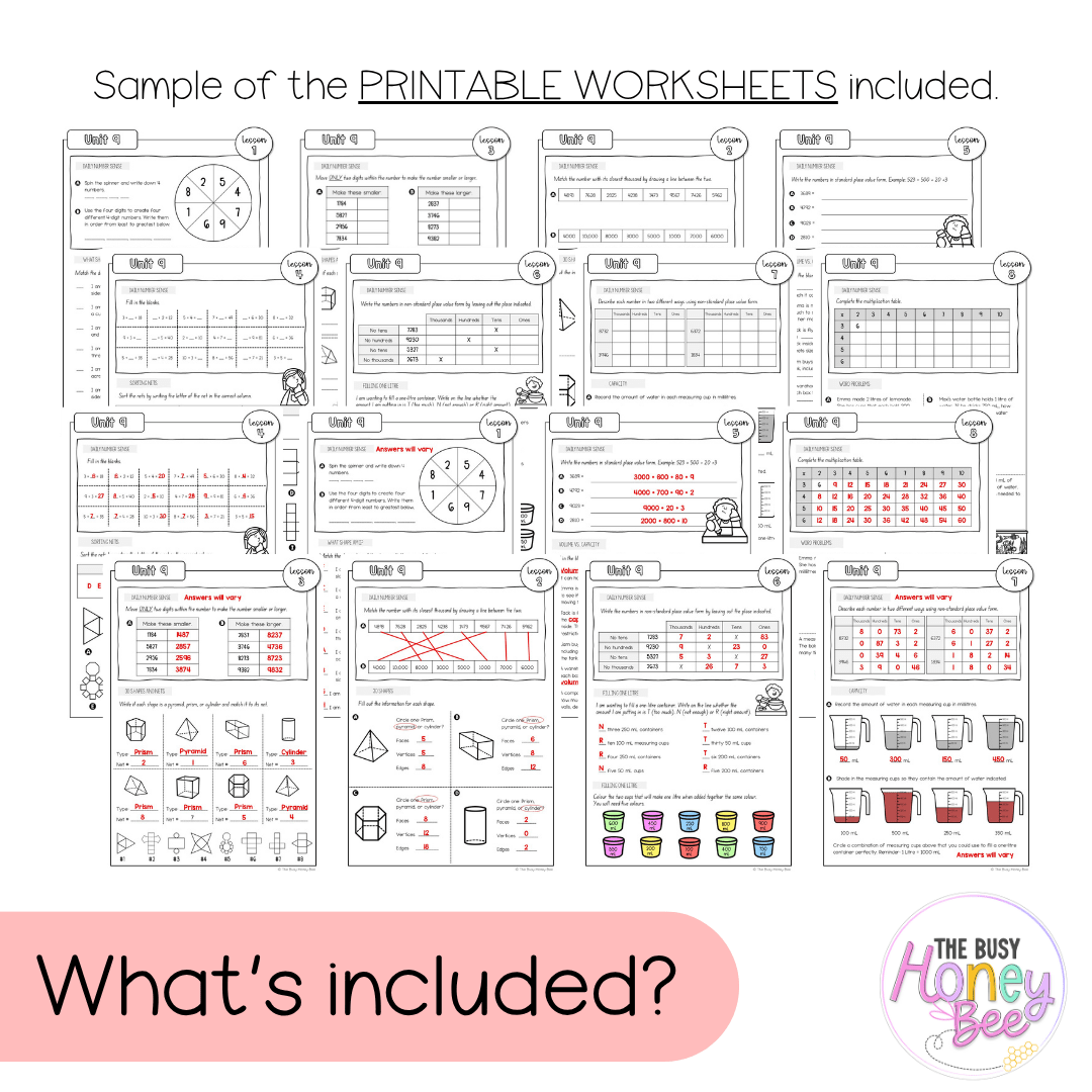 Stage 2 Year A NSW Maths Worksheets Unit 9 - Workbook | Worksheets
