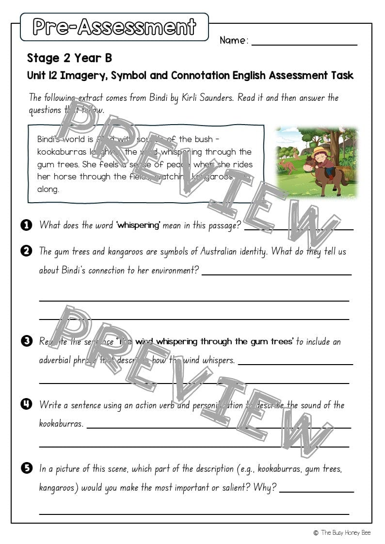 Stage 2 Year B English Pre- and Post-Assessment Unit 12 Imagery, symbol and connotation - Assessment