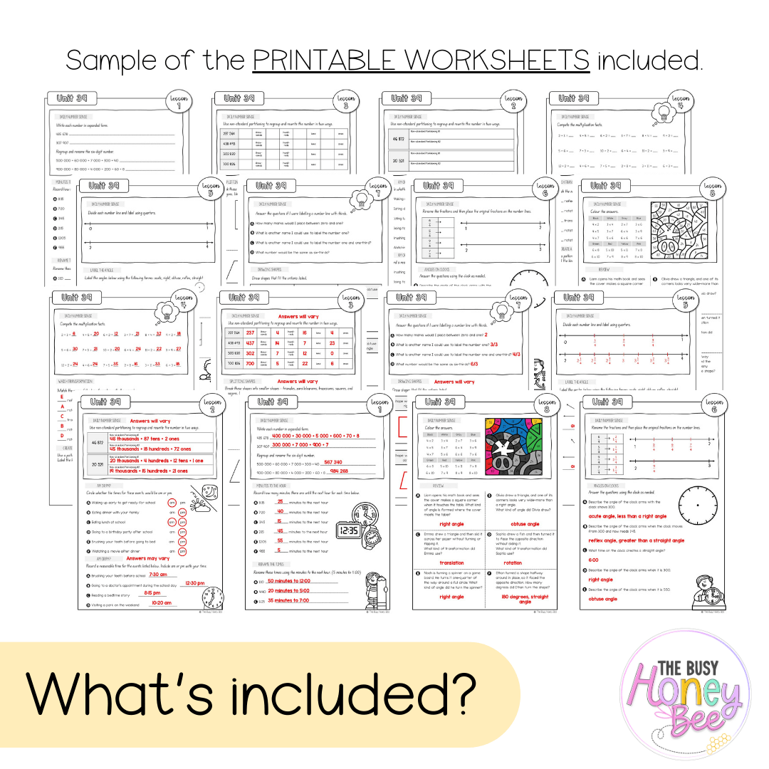 Stage 2 Year B NSW Maths Worksheets Unit 39 - Workbook | Worksheets