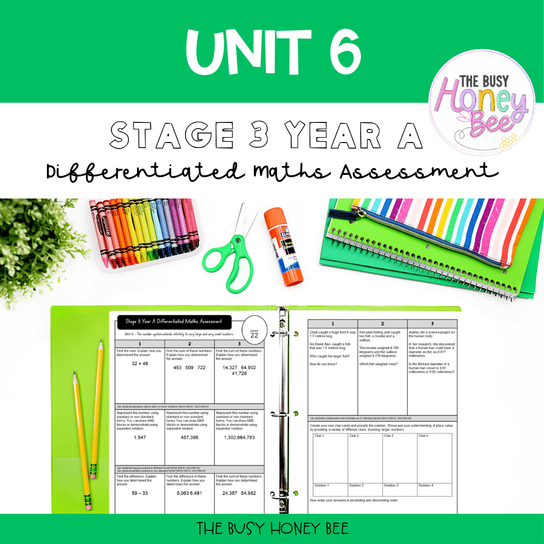 Stage 3 Year A Differentiated Maths Assessment Unit 6 – The Busy Honey Bee