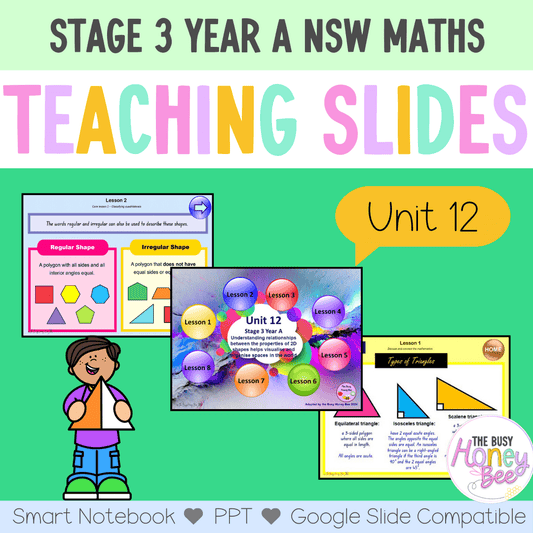 Stage 3 Year A Unit 12 NSW Maths Teaching Slides - Zip Folder: Smart Notebook, PowerPoint, Google Slide Compatible