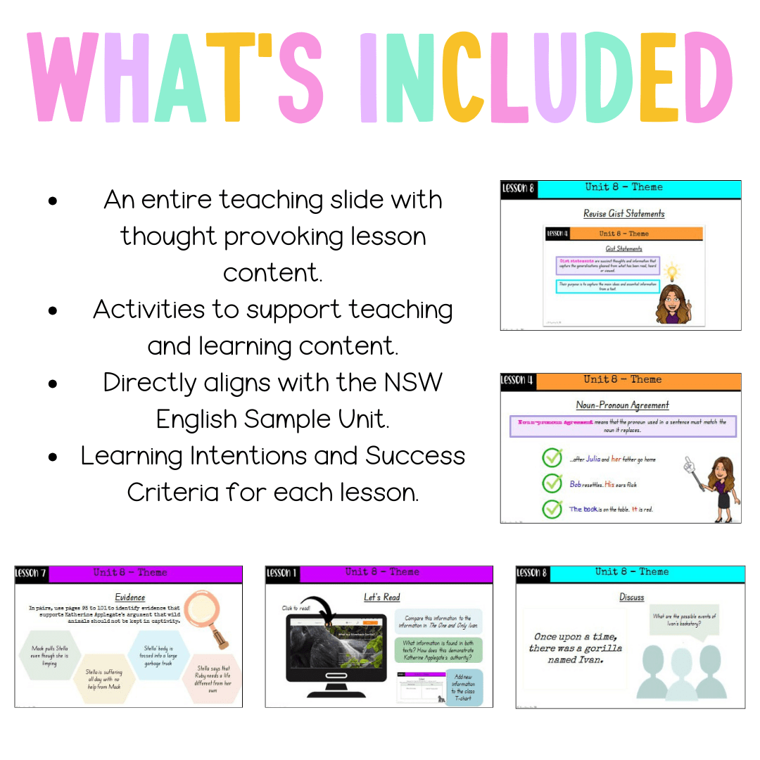 Stage 3 Year A Unit 8 NSW Theme English Teaching Slides - Google slides