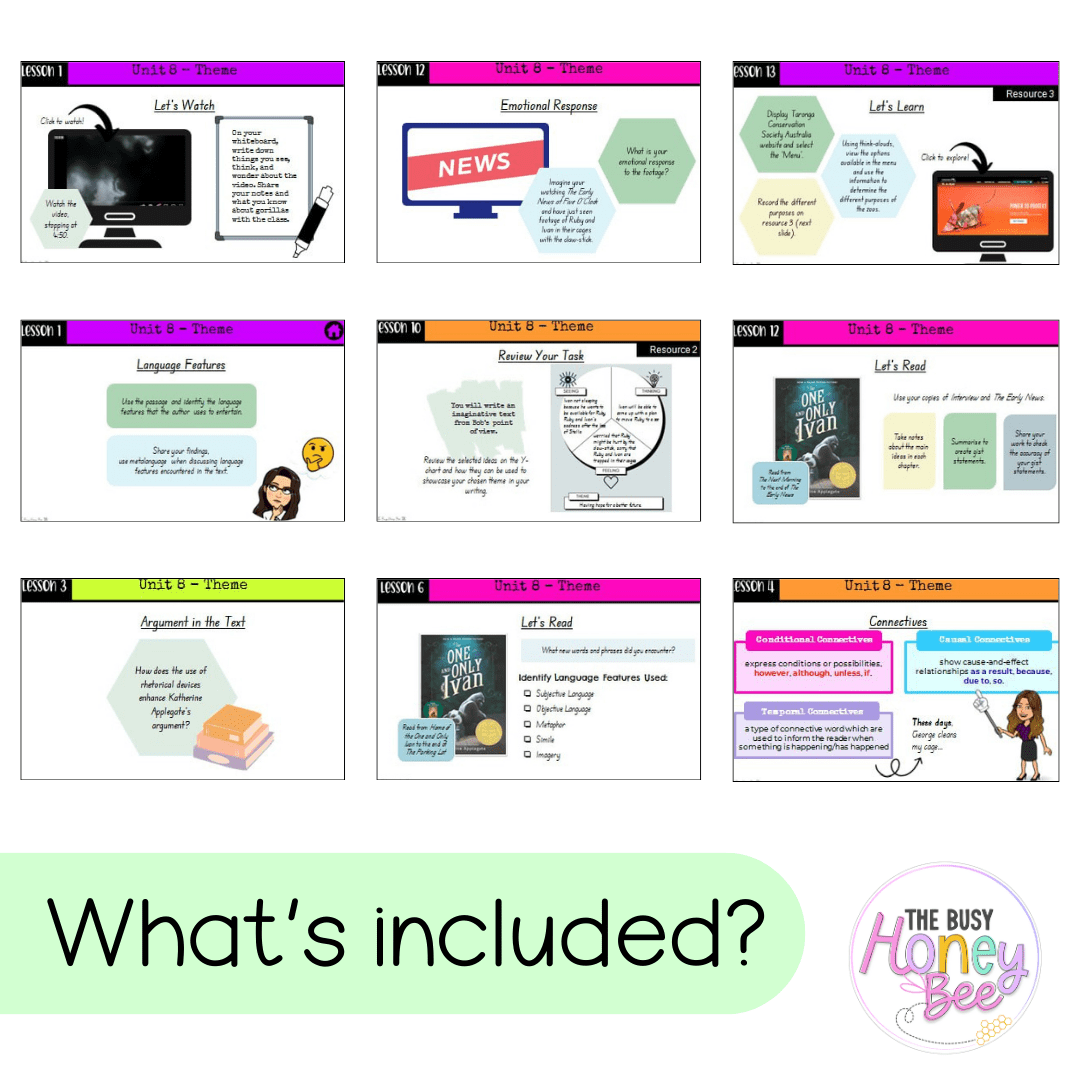 Stage 3 Year A Unit 8 NSW Theme English Teaching Slides - Google slides