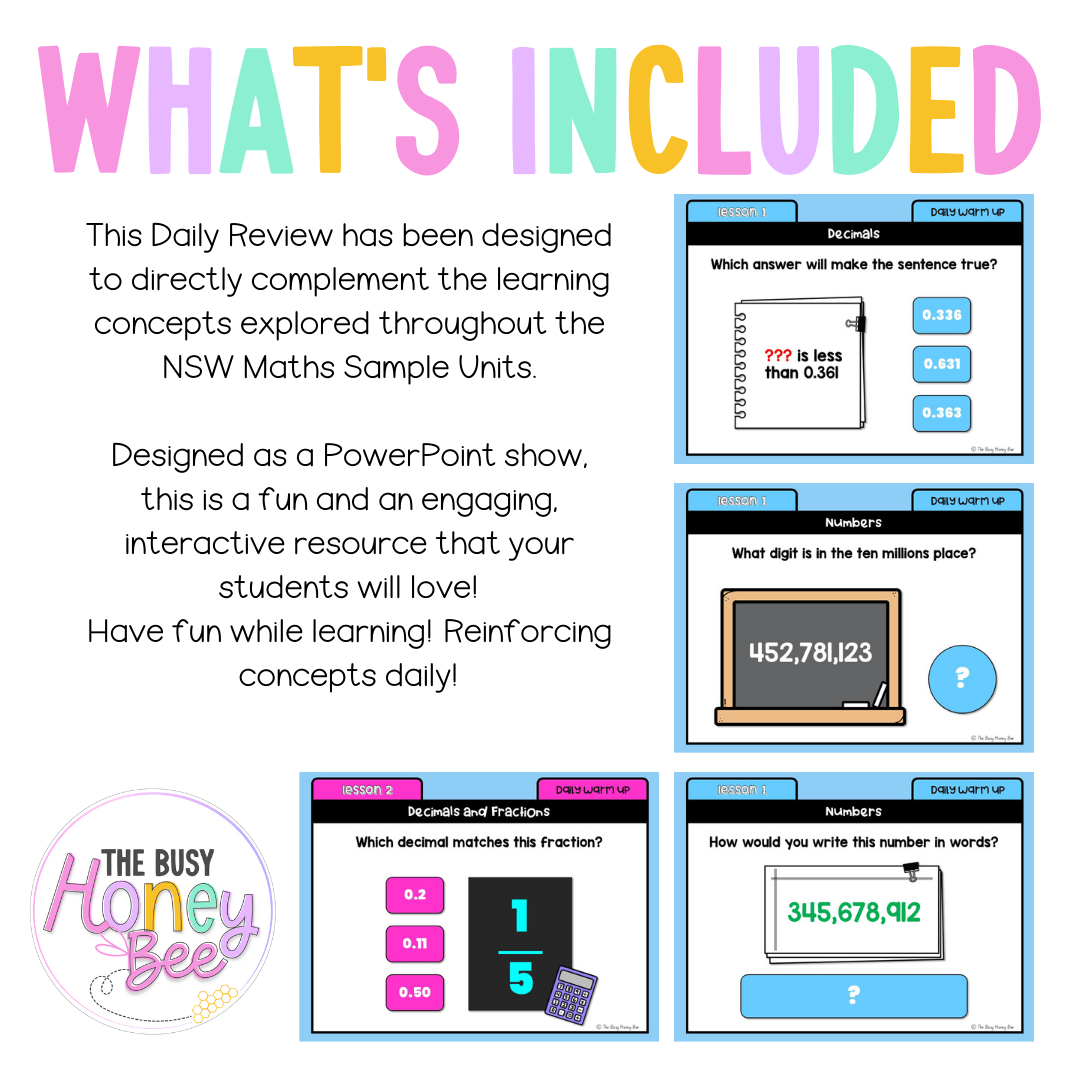 Stage 3 Year B Australian | NSW Math Daily Review | Warm-Up Unit 21 -